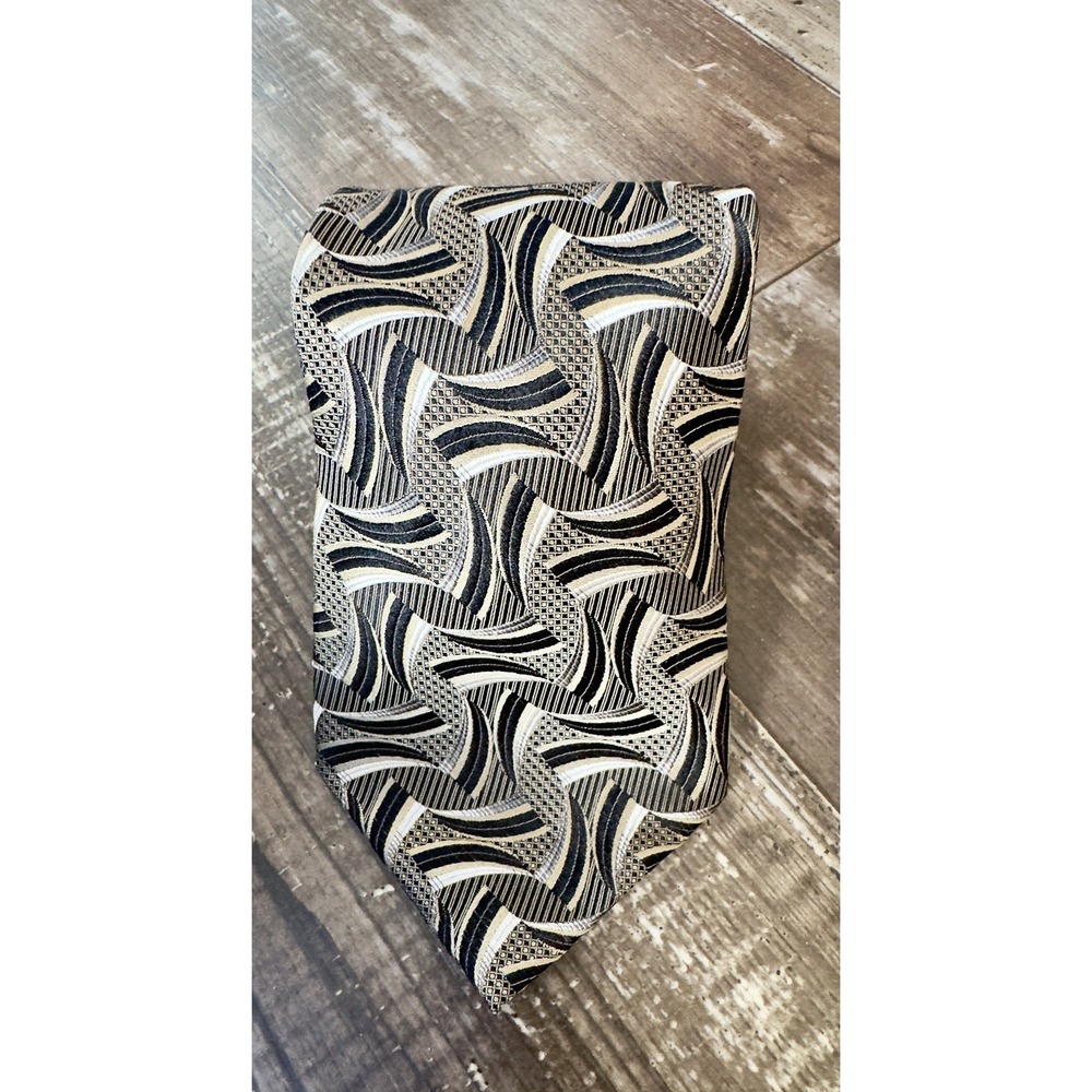 Bruno Piatteli Tie Silk Gray Black Geometric Abstract‎ Vintage